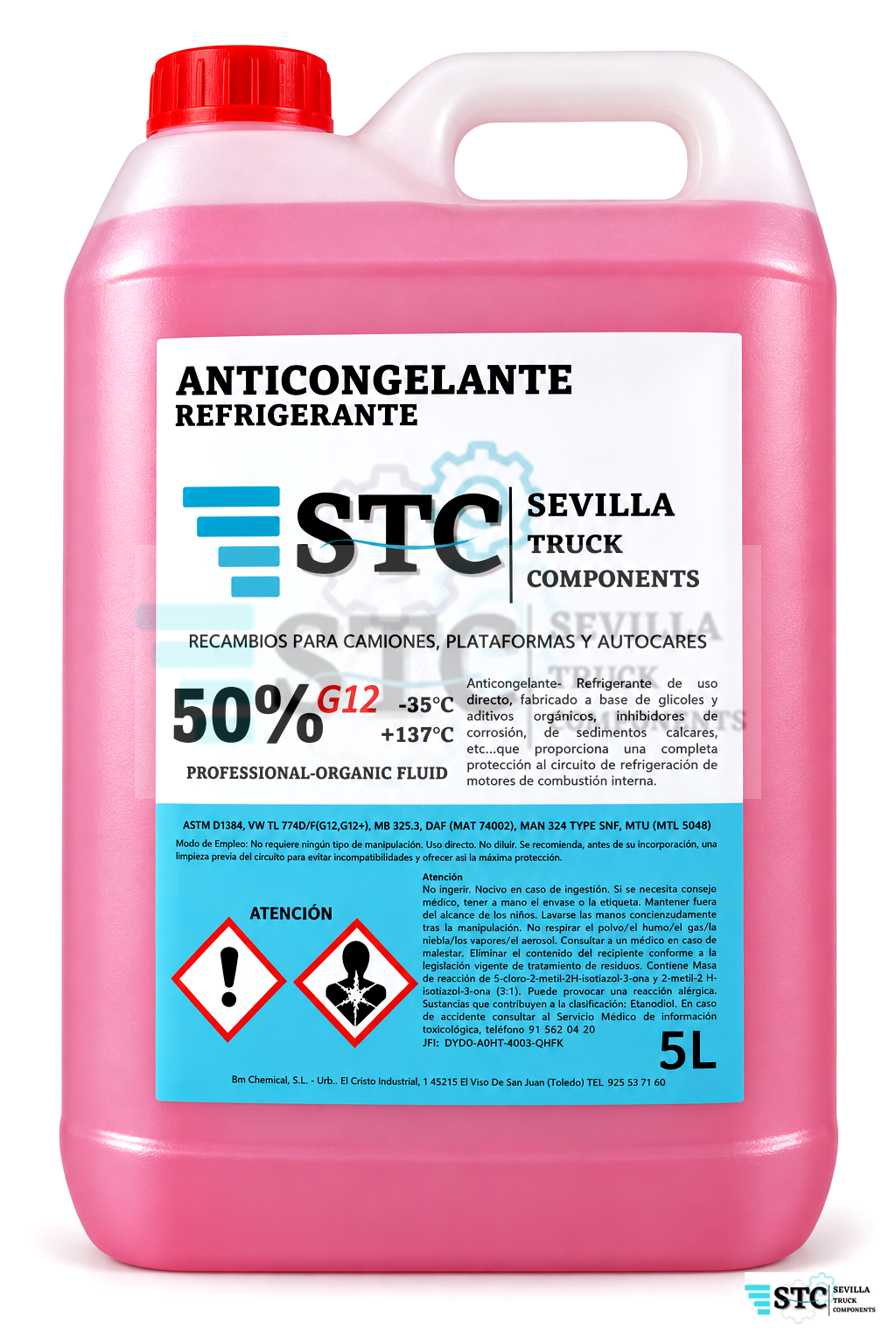 ANTICONGELANTE 50% G12 ROSA 5 LITROS